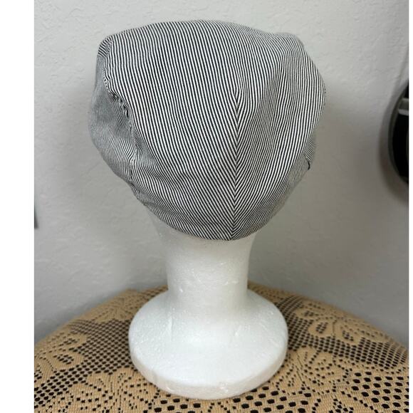 TopMan- Flat Bill Cap- no button- Small Med- pinstripe pattern- cotton preowned - Picture 4 of 6